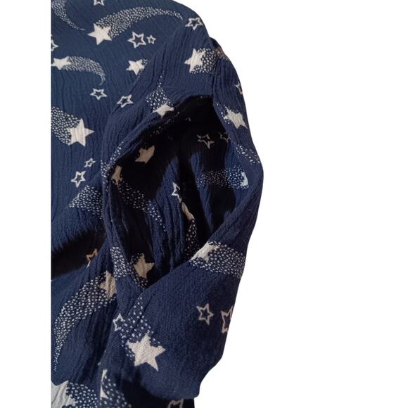 LANE‎ BRYANT Long Tunic Top Blouse Plus 18-2X Flowy Flutter Pockets Stars Blue - Picture 6 of 11